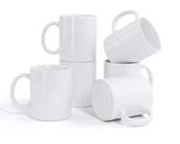 Vente directe usine – Tasse en céramique blanche classique écologique de 11 oz, revêtement par sublimation, compatible lave-vaisselle et micro-ondes, pour cadeaux promotionnels