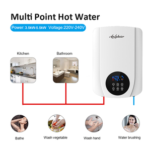 Chauffe-eau électrique instantané 5500W avec pompe, étanche IPx4, affichage LED de la température, mural, pour hôtel, en plastique, version anglaise - Product Image 5