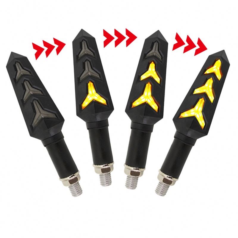 Универсальный Поворотный Светильник Fishbone 12 В, последовательный индикатор потока, светодиодные сигнальные огни для мотоцикла