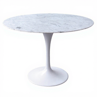 Table de salle à manger à base circulaire en panneau de densité blanche de conception moderne de haute qualité en gros