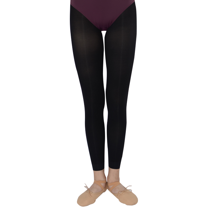 In-stock ready to ship girl wear black elastic footless school tights for dancing with gusset crotch