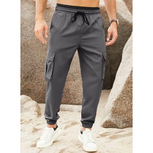 Pantalones Cargo Casuales para Hombre, Cintura Elástica con Cordón, Pantalones Deportivos Ajustados, Múltiples Bolsillos, Tela Oxford Transpirable - Product Image 6