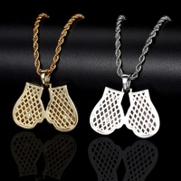 Pendentif Gants de Boxe Hip-hop en Laiton Creux avec Symbole du Dollar Américain, Incrusté de Zircons en Cuivre, Accessoire de Collier Tendance pour Fête