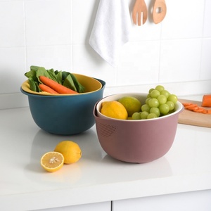 ชุดกระชอนกรองสองชิ้นแบบวงกลม พับได้ ทำจากซิลิโคน สำหรับล้างผักผลไม้ - Product Image 2