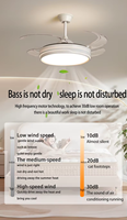Ventilateur de plafond invisible rétractable moderne de 42 pouces à 4 pales avec lumière LED et télécommande Matériau en fer ABS pour le salon