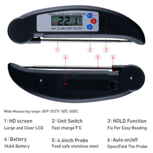 Termometer Daging Digital dengan Baja Tahan Karat, Pemindai Suhu 304 - Product Image 4