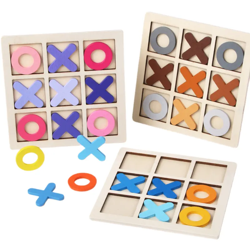 Ahşap tahta Tic Tac Toe oyunu XO masa oyuncak klasik aile çocuk bulmacaları oyunu eğitici oyuncaklar