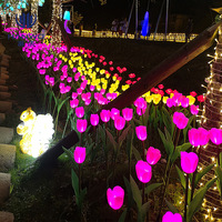 Lampes LED durables en gel de silice, lumière solaire LED en forme de tulipe, plante, rose, piquet, lampe de pelouse pour jardin carré, paysage, lampes LED