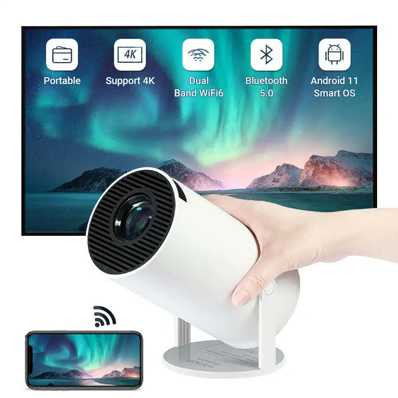 Завод HY300 Android 11 720p 4K 160ANSI проектор для домашнего кинотеатра WIFI6 BT5.0 умный видео портативный мини-проектор с двойным Wi-Fi