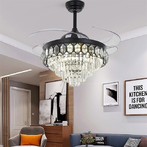 Ventilador <span class=keywords><strong>de</strong></span> araña sin aspas, lámpara <span class=keywords><strong>de</strong></span> <span class=keywords><strong>techo</strong></span> LED <span class=keywords><strong>de</strong></span> lujo moderna con Control remoto, color negro - Product Image 3