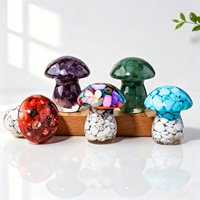 Statue Champignon Orgone en Résine avec Copeaux de Cristal Naturel Mélangés (Améthyste, Quartz Rose) – Figurine de Guérison pour Cadeau (Vente en Gros)