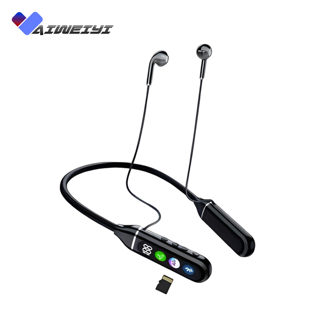 G79 Custom OEM Neckband  Earphones LED Battery Display HiFi Stereo 100H ENC Mic Sport Custom Logo Low MOQ Bulk