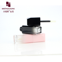 Portable Unique Design 4ml Forme Carrée Dégradé Rose Dégradé Noir Lipgloss Tube D'huile À Lèvres