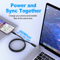 Cable de Carga para Teléfono Móvil con Trenzado de Nailon de 1m 2m 3m, OEM, Carga Rápida PD de 60W, Cable de Datos USB Tipo C a USB Tipo C
