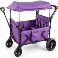 Poussette pliable OEM 4 places pour enfants avec auvent anti-UV, poignée de poussée et de traction, roues en PU, repose-jambes robuste pour l'extérieur