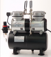 Compresseur d'air à piston mini 3L à faible bruit et sans huile, refroidi par air, avec réservoir et manomètre, pour aérographe - Vente chaude