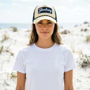 <b>Straw</b> Trucker <b>Hat</b> with Custom Chain Stitch Logo <b>Straw</b>-Weave Embossed Texture Two Tone Lightweight Cap for Summer Outdoor - Product Image 6