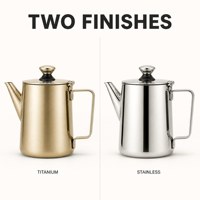 Bouilloire à eau HL en acier inoxydable 304, pichet avec couvercle à charnière, finition argent titane, 350/600/900 ml, compatible lave-vaisselle, pour thé, café, boissons