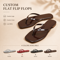 Sandales plates métalliques personnalisées pour femmes avec logo, style à lanières fines, confortables, chaussures d'été tendance, pantoufles coréennes