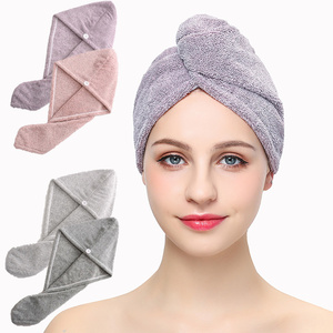 Toalla de secado de pelo de bambú para <span class=keywords><strong>mujer</strong></span>, gorro de secado de pelo, toalla de cabeza, toalla de salón - Product Image 1