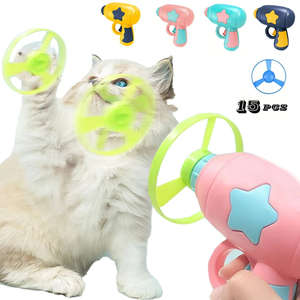 Nuovo giocattolo per gatti giocattolo gioco interattivo per animali domestici gatto cane addestramento lanciatore con 15 pezzi disco volante Mini catapulta giocattoli per gatti accessori per gatti - Product Image 1