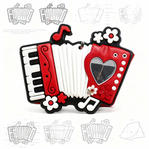 Vintage Accordion Ita <b>Bag</b> Heart Display Window <b>Crossbody</b> for Music Lovers Kawaii Fashion Fans - Product Image 2