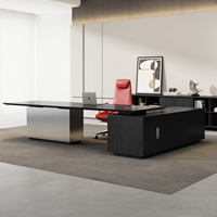 Bureau de direction haut de gamme, table élévatrice électrique design, en bois durable, style minimaliste moderne, avec armoire latérale L
