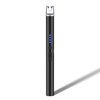 Briquet électrique à arc rechargeable par USB avec verrou de sécurité, long manche, coupe-vent, sans flamme, pour cuisine, bougies, barbecue