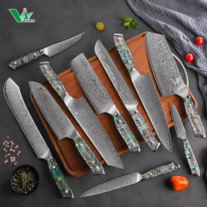10Cr15CoMoV Couteaux de cuisine en acier damas 67 couches Chef japonais Couteau de <span class=keywords><strong>boucher</strong></span> de 9 pouces avec manche en résine d'ormeau - Product Image 3