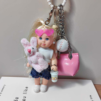 Poupée RW Y2K Style Extra Mini avec porte-clés Lapin Perle Rose, adorable pendentif de sac en crochet fait main pour femme