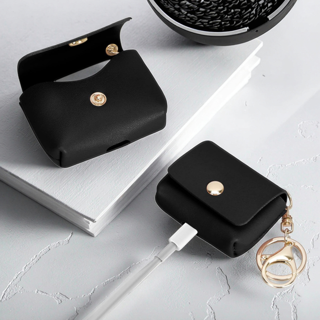 Shockproof Bluetooth Earbuds Mini Storage Bag Portable PU Leather Earphones Case Lightweight Earphone Cover with Snap Button