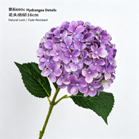 Fleur artificielle d'hortensia en soie multicolore réaliste au toucher réel, tige de fleur pour centre de table, décoration d'événements, de mariages et de la maison