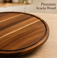 Support à gâteau moderne en bois d'acacia écologique et non toxique avec base ronde et piédestal en bois pour le thé de l'après-midi, les mariages, la pâtisserie et les cadeaux