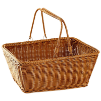 Panier de rangement rustique coloré en rotin PE écologique avec poignées pour la présentation de fruits en cuisine et les buffets de restaurant