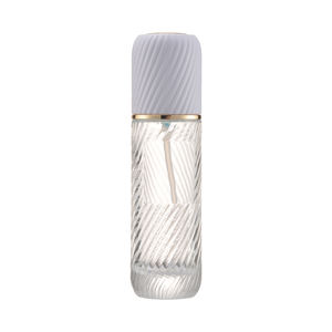 Flacons atomiseurs de parfum en verre borosilicate vides de 100 g, transparents, série Tidal, forme arquée, bande nervurée, bouchon <span class=keywords><strong>à</strong></span> <span class=keywords><strong>vis</strong></span>, cosmétique de luxe - Product Image 4
