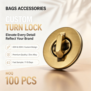 Brushed Antique Brass Round Metal Turn Lock Custom Zinc Alloy Twist Clasp Lock Hardware For Vintage Women <b>Handbag</b> Purse - Product Image 1