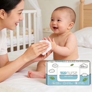 Lingettes humides jetables pour bébés, sans alcool, antibactériennes, écologiques, marque distributeur, pour soins quotidiens, vente en gros fabricant - Product Image 1