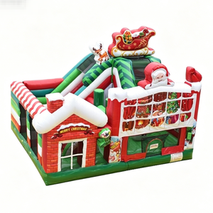 Château gonflable de Noël Père Noël Bonhomme de neige, <span class=keywords><strong>cabane</strong></span> gonflable du Père Noël, château sauteur pour enfants, divertissement festif et ludique - Product Image 2