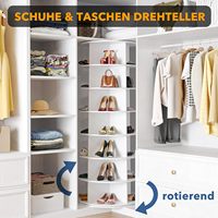 360 °   Drehbarer Schuhregal-Turm, 7-stöckiger weißer Eck-Aufbewahrungsschrank für Schuhe, Taschen & Bücher, platzsparender Organizer für den Eingangsbereich