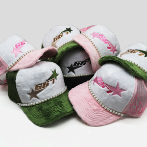 5-panel nhung lông mờ Velour Trucker <span class=keywords><strong>Hat</strong></span> với thêu hai giai điệu lê chuỗi ngoài trời Unisex - Product Image 1