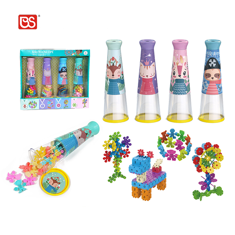 BS Toy Профессиональный может собираться для замены внутренних строительных блоков, пластиковый масштабируемый вращающийся детский мини-калейдоскоп