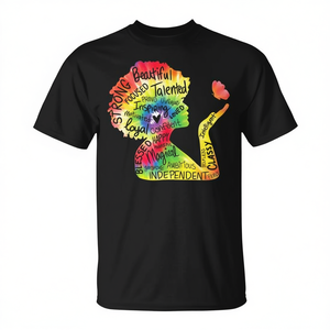 T-shirt Afro Woman Magic Black Girl BHM pour femme, design puissant, art afro arc-en-ciel - Product Image 2