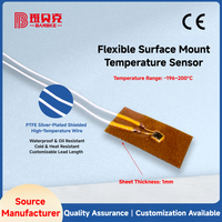 Sonde de température PT100 PT1000 flexible à montage en surface certifiée CE, avec patch adhésif en film polyimide -196~200 ℃   IEC60751 B