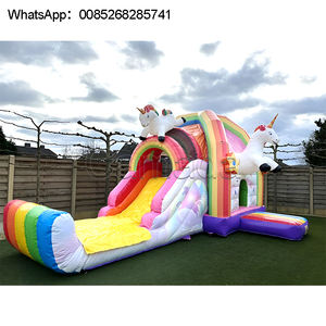 Château gonflable en PVC avec toboggan et piscine, porte à passage et filet, pour fêtes - Product Image 2