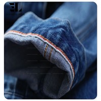 LARSUR Veste en jean personnalisée avec lisière, délavée en usine, bouton Western Style japonais Paris Veste en jean de récupération à boucle pour hommes