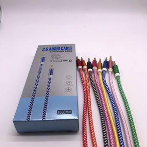 1เมตรที่มีคุณภาพดีสาย <span class=keywords><strong>Aux</strong></span> ขายส่ง3.5มิลลิเมตรสเตอริโอไนลอนถักเปียสายสัญญาณเสียง - Product Image 4