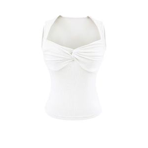 Blusa de Verano para Mujer, Corte Ajustado, Cuello en V, con Volantes, Transpirable, Tejida, Corta, Diseño Liso Teñido - Product Image 4