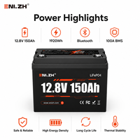 Batterie LiFePO4 à semi-conducteurs Enlzh 12,8 V 150 Ah avec BMS pour bateaux, camping-cars, stockage d'énergie solaire, véhicules électriques - 4 cellules