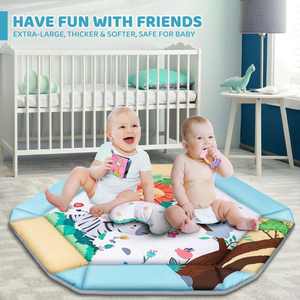Tapis d'éveil pour bébé lavable 8 en 1, tapis de jeu pour le temps sur le ventre et piscine à balles avec 6 jouets pour le développement visuel, auditif, sensoriel et moteur - Product Image 5