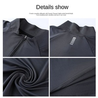 Veste de course de printemps pour hommes loisirs fermeture éclair entraînement séchage rapide bande réfléchissante col à manches longues sport Fitness course